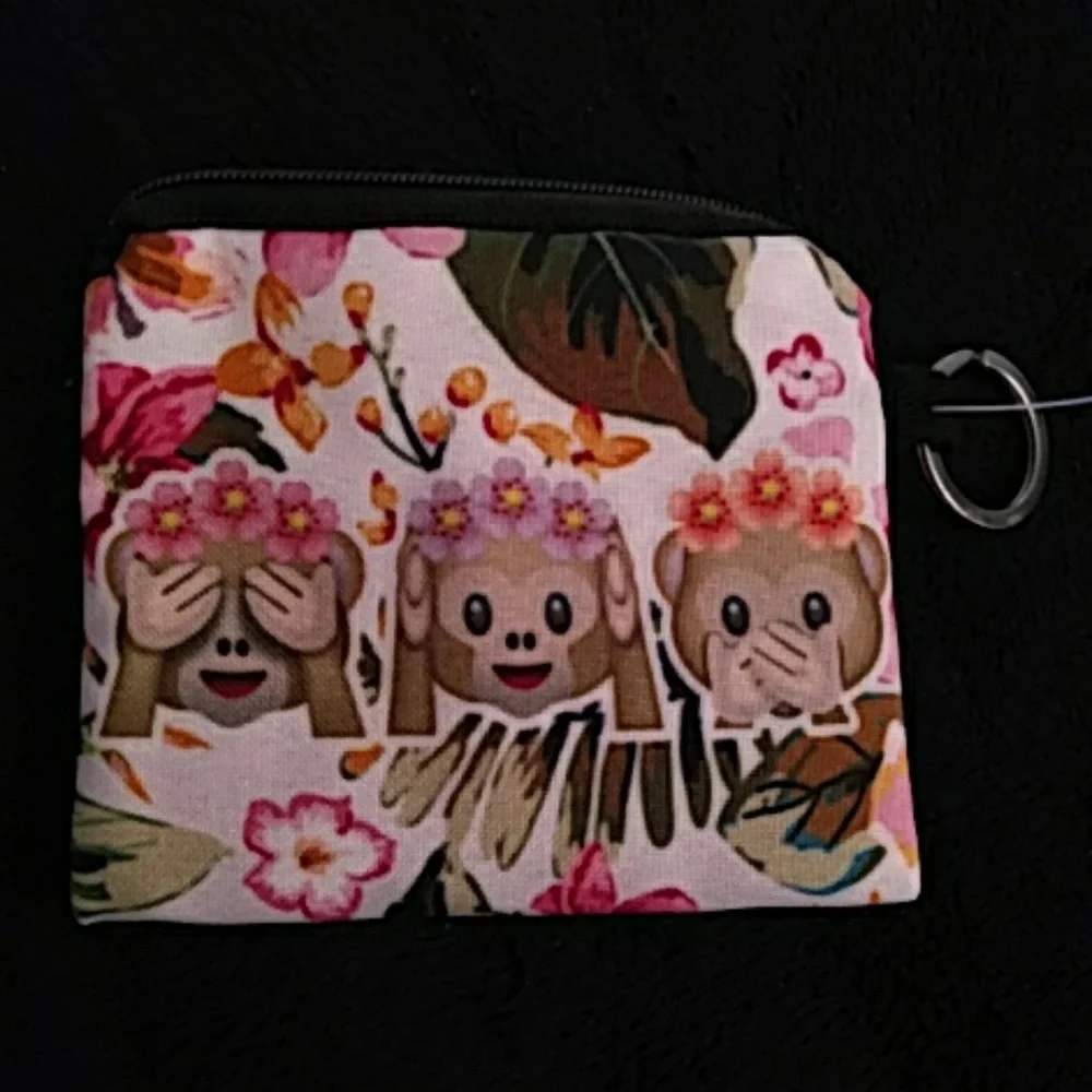 NEW - Coin bag or change purse - monkeys